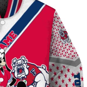 personalized fresno state bulldogs mickey donald goofy red white jacket premium grade jacketwow