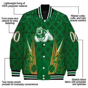 personalized fresno state bulldogs shamrock pattern green jacket new arrival jacketwow