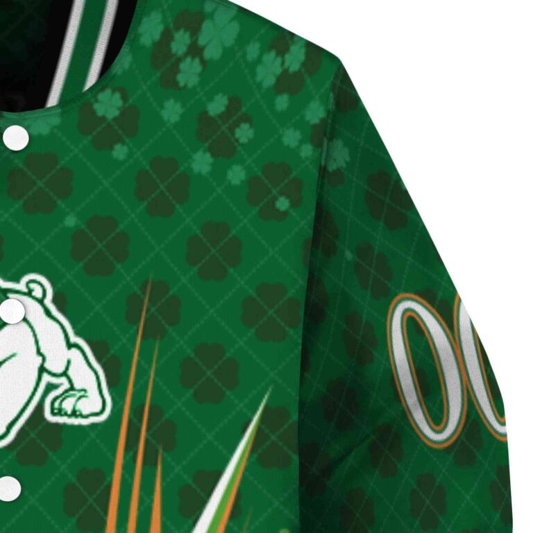 personalized fresno state bulldogs shamrock pattern green jacket premium grade jacketwow