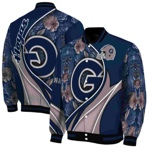 personalized georgetown hoyas floral print blue jacket fashion forward jacketwow