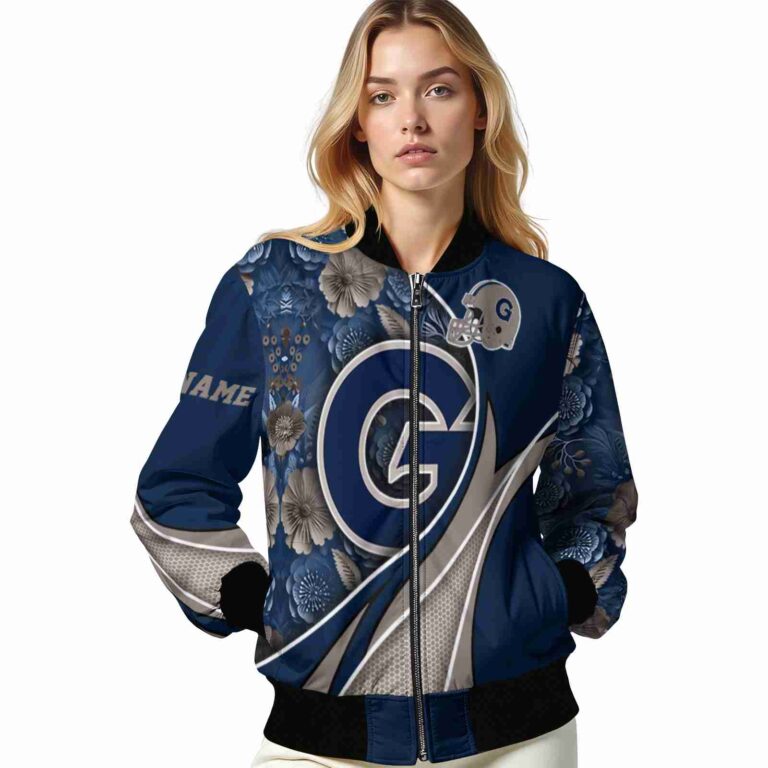 personalized georgetown hoyas floral print blue jacket latest model jacketwow