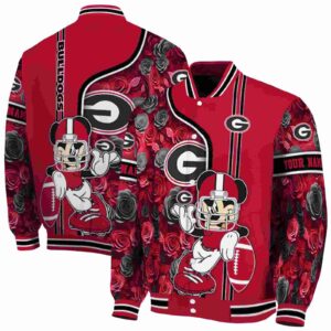 personalized georgia bulldogs rose mickey red jacket fashion forward jacketwow