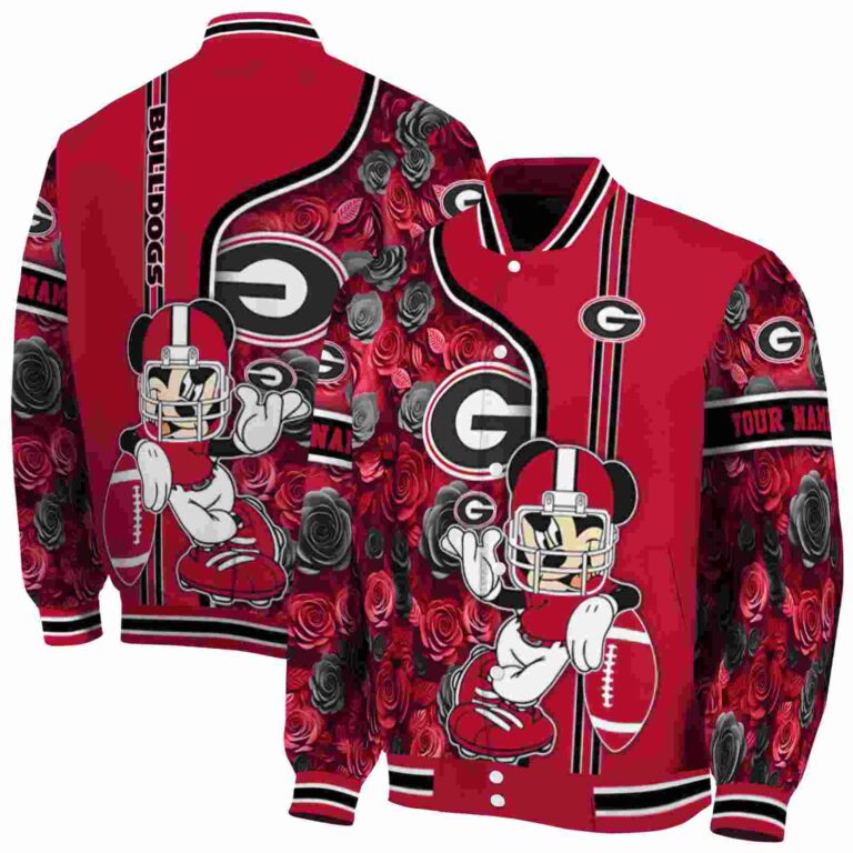 personalized georgia bulldogs rose mickey red jacket fashion forward jacketwow