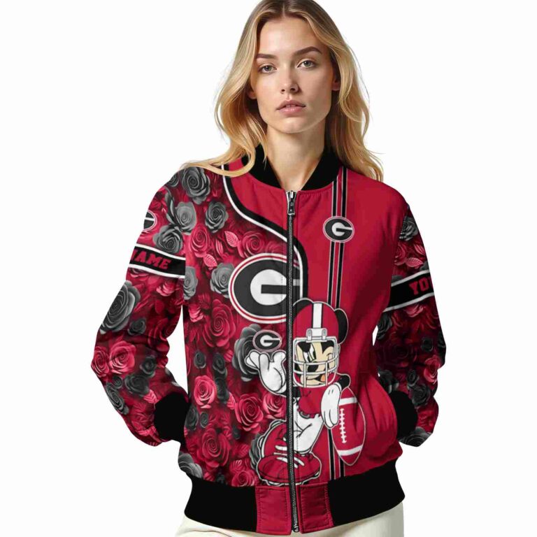 personalized georgia bulldogs rose mickey red jacket latest model jacketwow