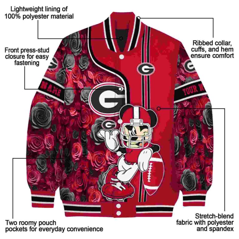 personalized georgia bulldogs rose mickey red jacket new arrival jacketwow