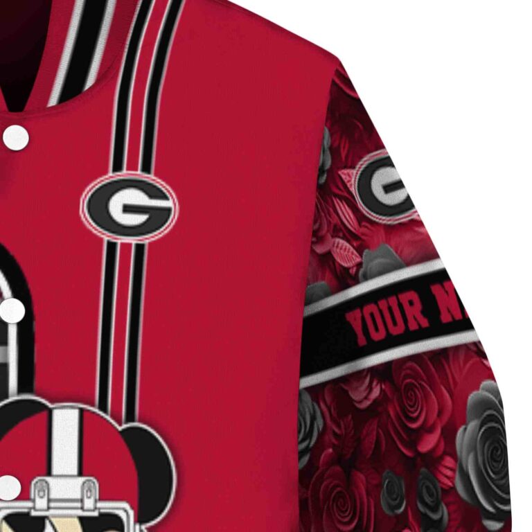 personalized georgia bulldogs rose mickey red jacket premium grade jacketwow