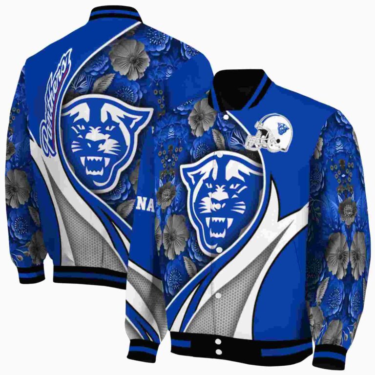 personalized georgia state panthers floral print blue jacket fashion forward jacketwow