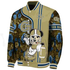 personalized georgia tech yellow jackets rose mickey gold jacket best selling jacketwow