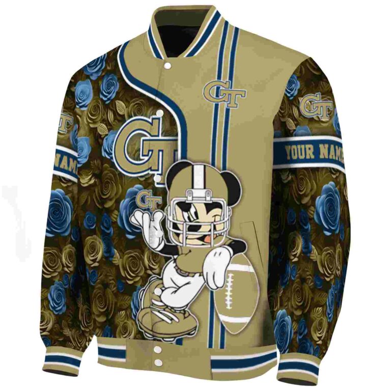 personalized georgia tech yellow jackets rose mickey gold jacket best selling jacketwow
