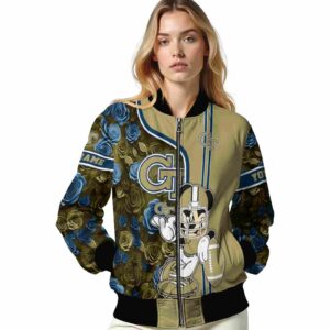 personalized georgia tech yellow jackets rose mickey gold jacket latest model jacketwow