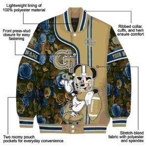 personalized georgia tech yellow jackets rose mickey gold jacket new arrival jacketwow