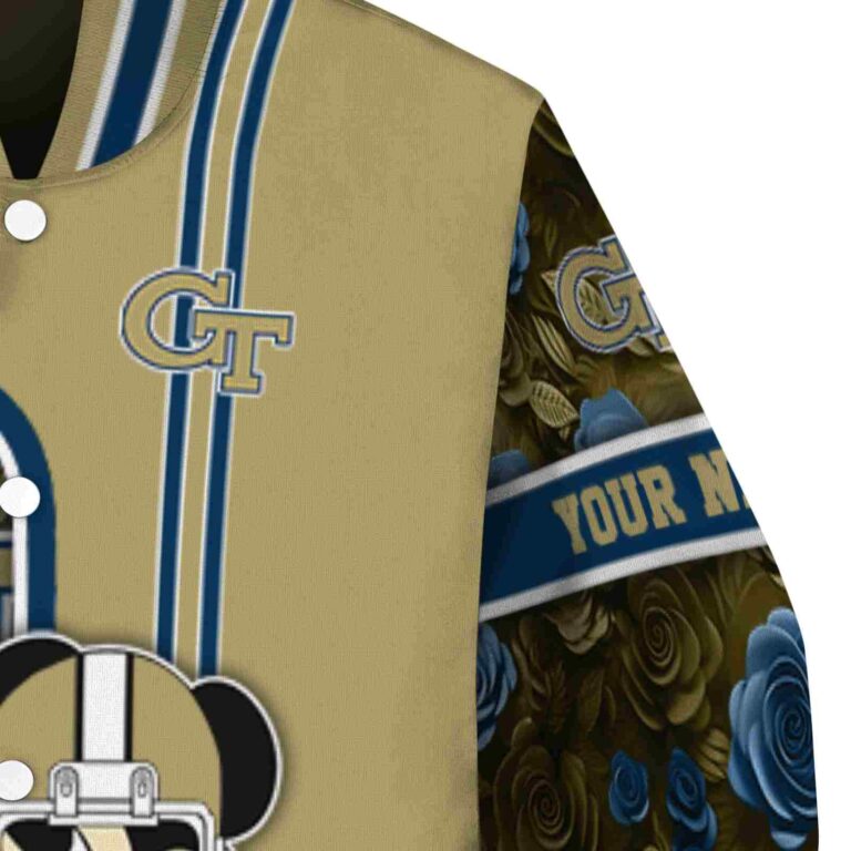 personalized georgia tech yellow jackets rose mickey gold jacket premium grade jacketwow