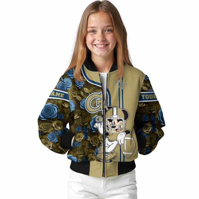 personalized georgia tech yellow jackets rose mickey gold jacket top rated jacketwow