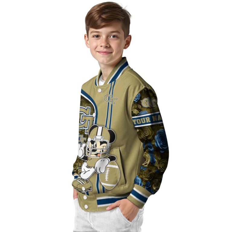 personalized georgia tech yellow jackets rose mickey gold jacket trendy jacketwow