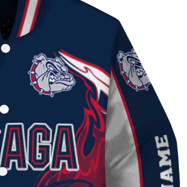 personalized gonzaga bulldogs flaming football blue white jacket premium grade jacketwow