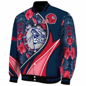 personalized gonzaga bulldogs floral print blue jacket best selling jacketwow