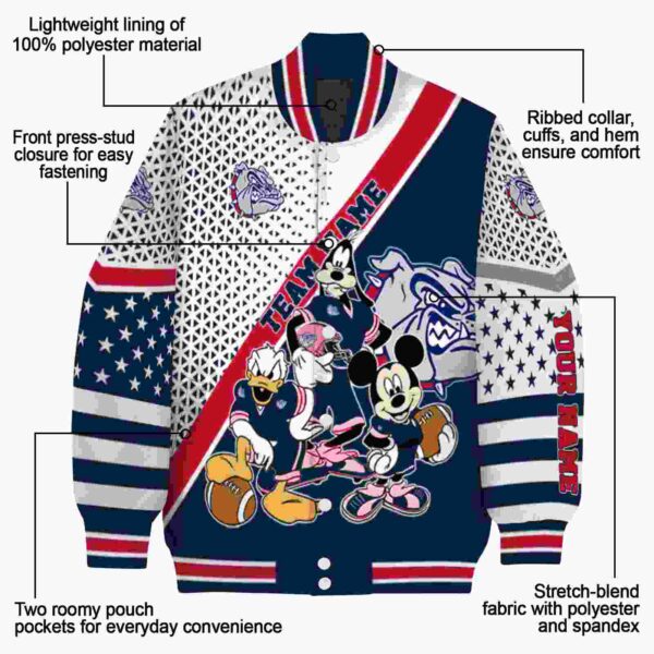 personalized gonzaga bulldogs mickey donald goofy blue white jacket new arrival jacketwow