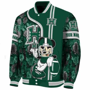 personalized hawaii rainbow warriors rose mickey green jacket best selling jacketwow