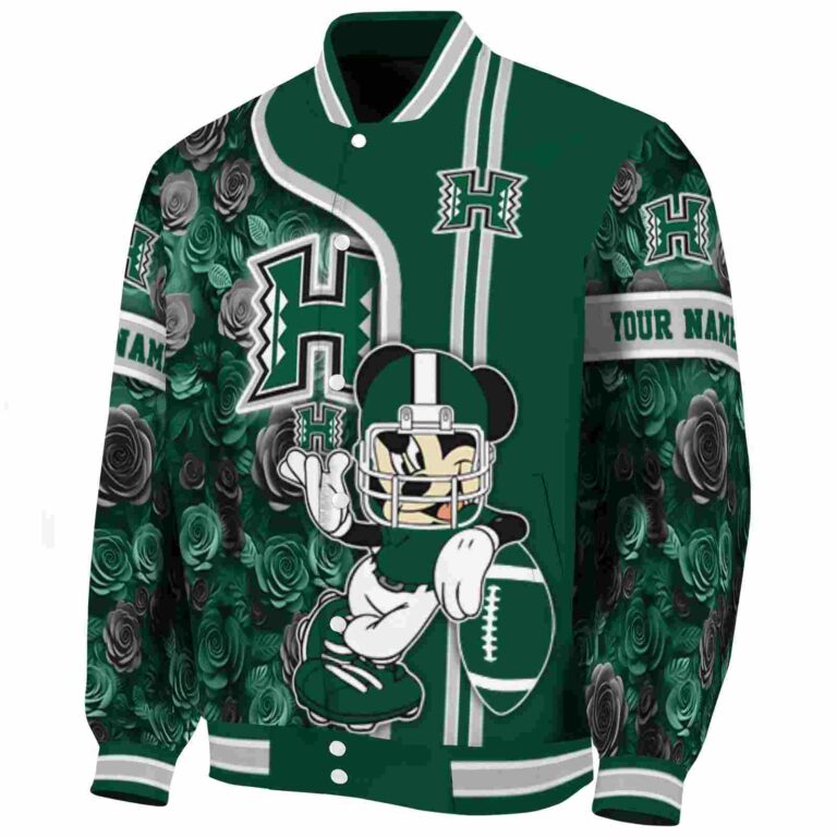 personalized hawaii rainbow warriors rose mickey green jacket best selling jacketwow