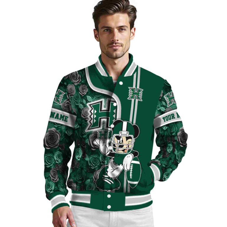 personalized hawaii rainbow warriors rose mickey green jacket high quality jacketwow
