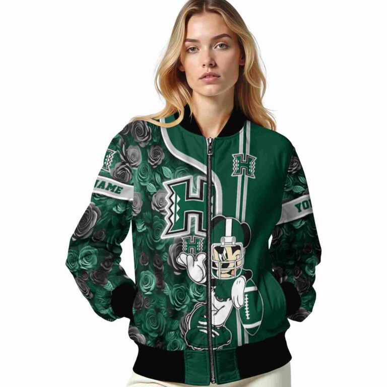 personalized hawaii rainbow warriors rose mickey green jacket latest model jacketwow