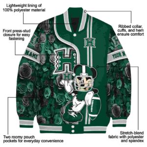 personalized hawaii rainbow warriors rose mickey green jacket new arrival jacketwow