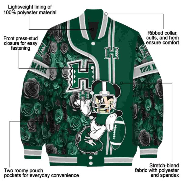 personalized hawaii rainbow warriors rose mickey green jacket new arrival jacketwow