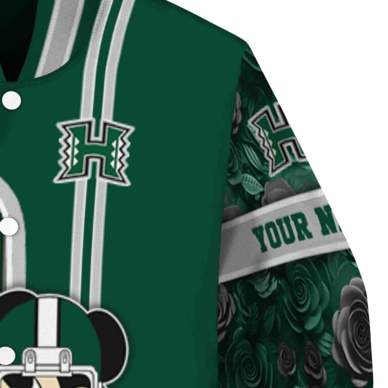 personalized hawaii rainbow warriors rose mickey green jacket premium grade jacketwow