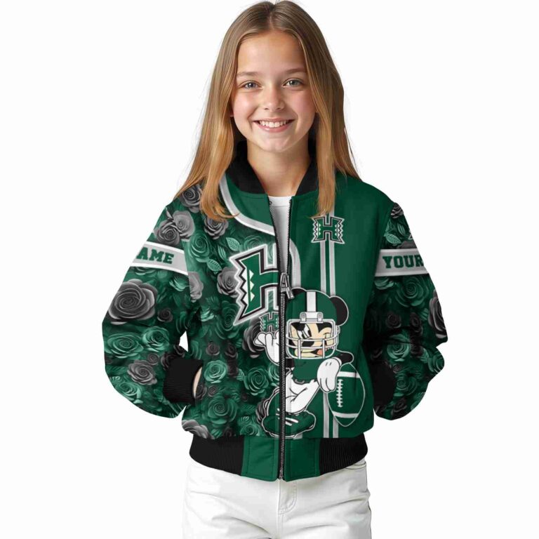 personalized hawaii rainbow warriors rose mickey green jacket top rated jacketwow