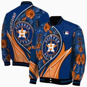 personalized houston astros floral print blue jacket fashion forward jacketwow