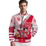 personalized houston cougars mickey donald goofy red white jacket best selling jacketwow