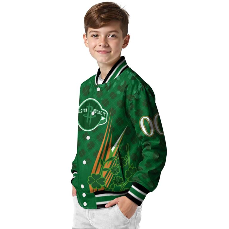 personalized houston rockets shamrock pattern green jacket trendy jacketwow