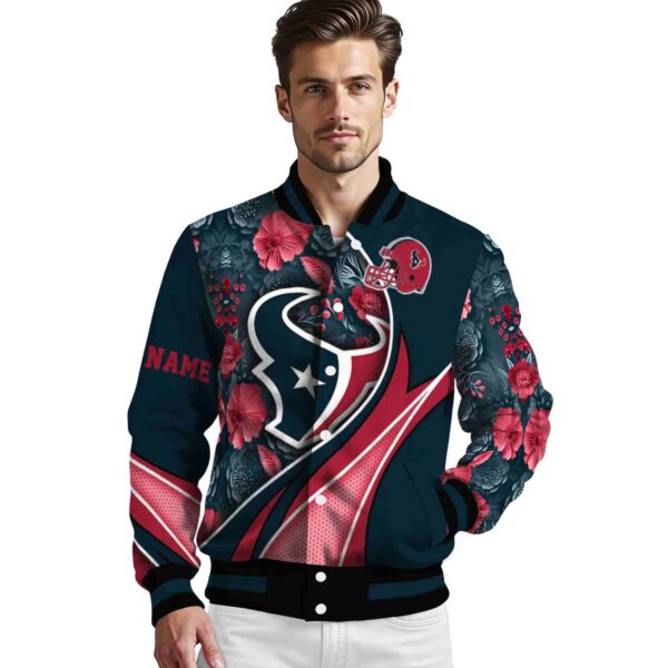 personalized houston texans floral print blue jacket high quality jacketwow