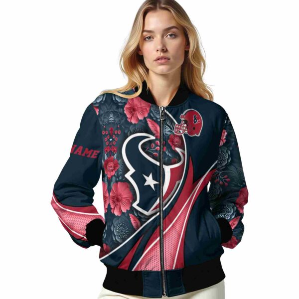 personalized houston texans floral print blue jacket latest model jacketwow