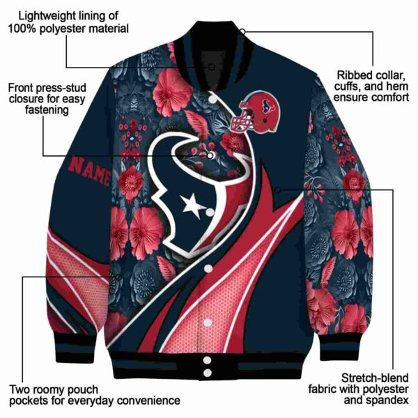 personalized houston texans floral print blue jacket new arrival jacketwow