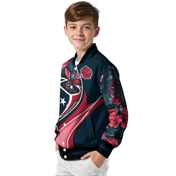 personalized houston texans floral print blue jacket trendy jacketwow