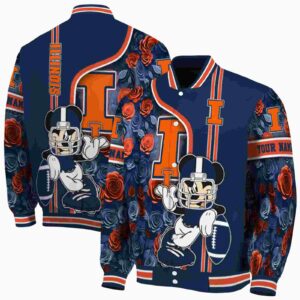 personalized illinois fighting illini rose mickey blue jacket fashion forward jacketwow