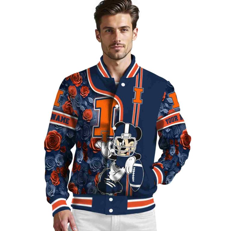 personalized illinois fighting illini rose mickey blue jacket high quality jacketwow