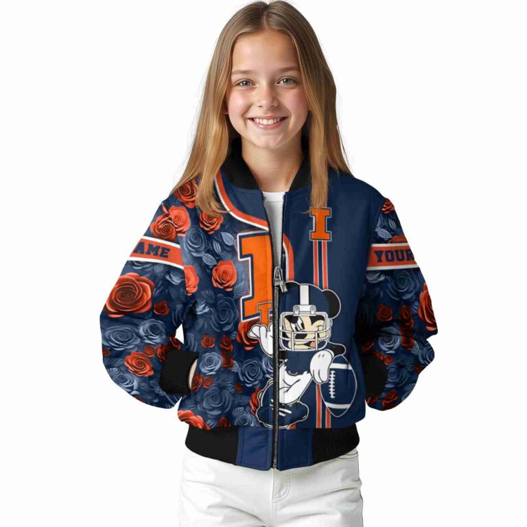 personalized illinois fighting illini rose mickey blue jacket top rated jacketwow