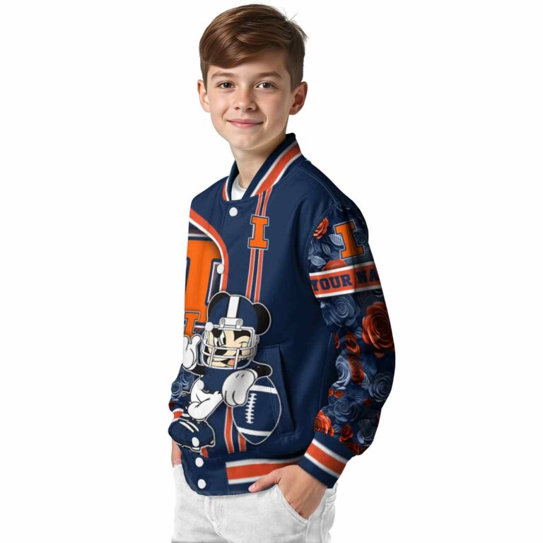 personalized illinois fighting illini rose mickey blue jacket trendy jacketwow