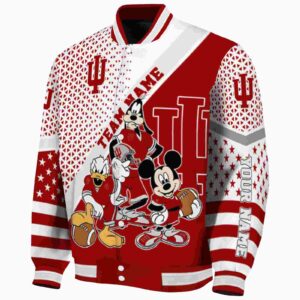 personalized indiana hoosiers mickey donald goofy red white jacket best selling jacketwow