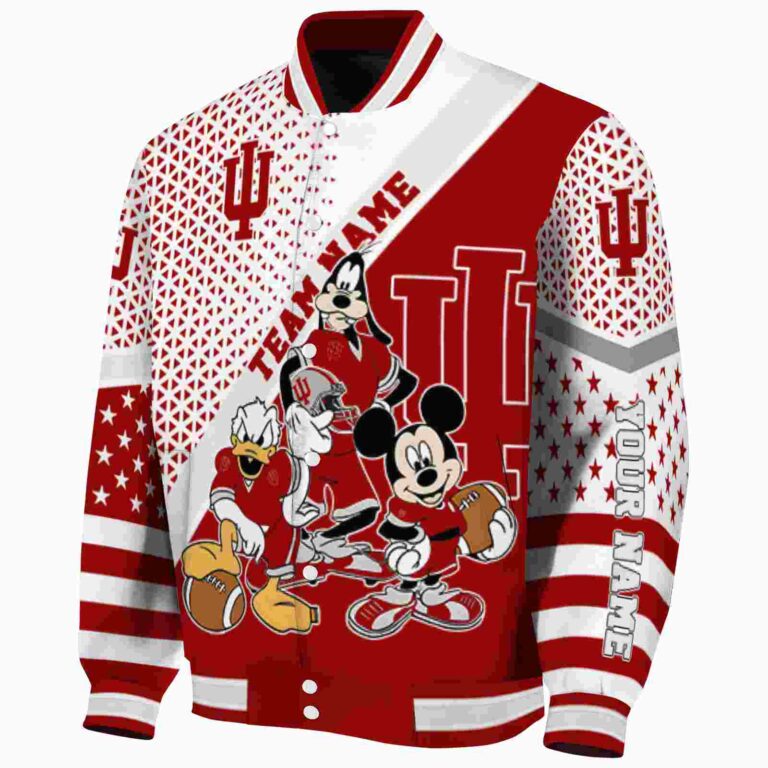 personalized indiana hoosiers mickey donald goofy red white jacket best selling jacketwow