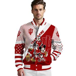 personalized indiana hoosiers mickey donald goofy red white jacket high quality jacketwow