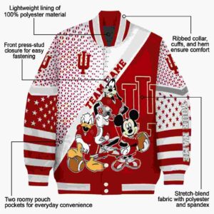 personalized indiana hoosiers mickey donald goofy red white jacket new arrival jacketwow