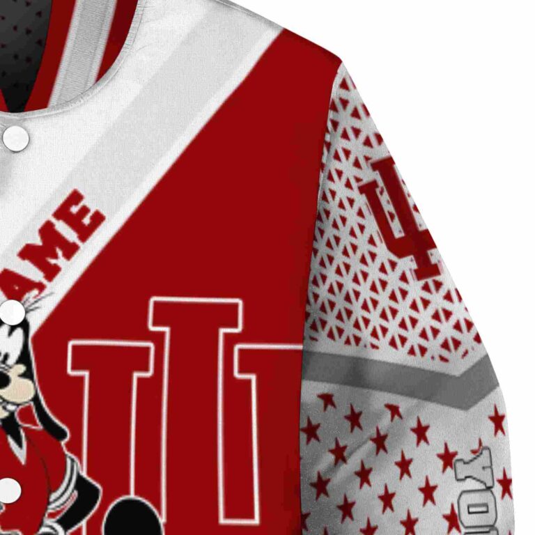personalized indiana hoosiers mickey donald goofy red white jacket premium grade jacketwow