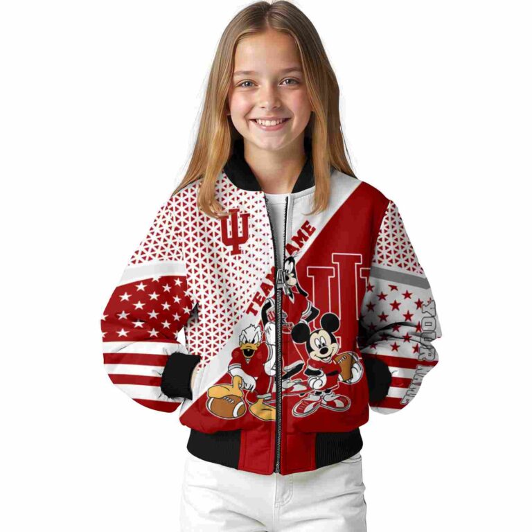 personalized indiana hoosiers mickey donald goofy red white jacket top rated jacketwow