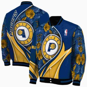 personalized indiana pacers floral print blue jacket fashion forward jacketwow