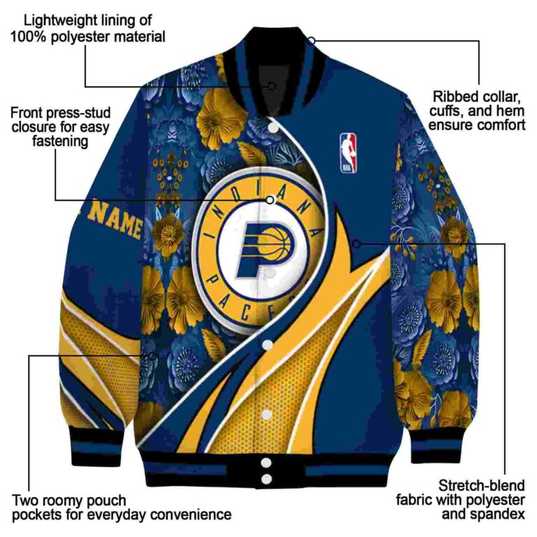 personalized indiana pacers floral print blue jacket new arrival jacketwow
