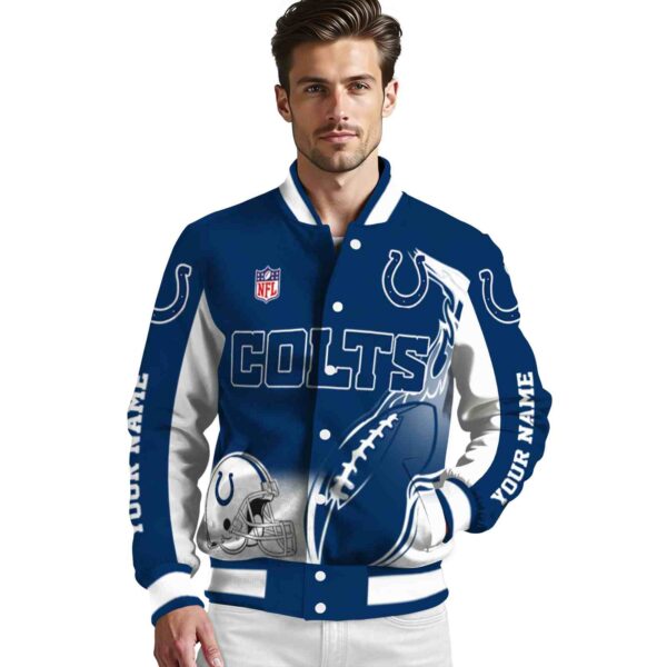 personalized indianapolis colts flaming football blue white jacket high quality jacketwow