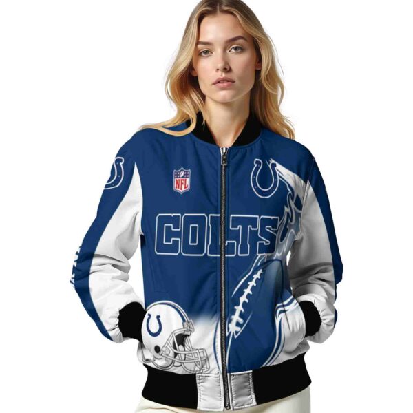 personalized indianapolis colts flaming football blue white jacket latest model jacketwow